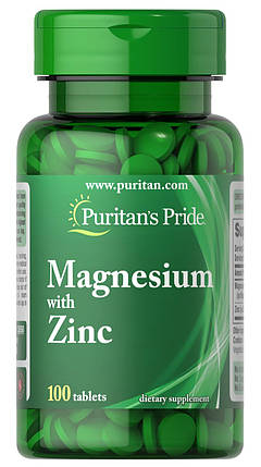 Магній-оксид з цинком Puritan's Pride Magnesium with Zinc 100 таб., фото 2