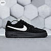 Чоловічі зимові кросівки Nike Air Force 1 black Взуття Найк Форс чорні з хутром замшеві теплі короткі, фото 7
