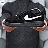 Чоловічі зимові кросівки Nike Air Force 1 black Взуття Найк Форс чорні з хутром замшеві теплі короткі, фото 5