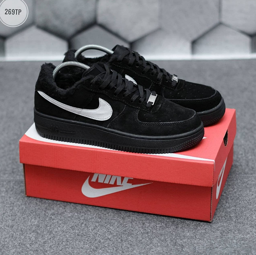 Купить Мужские зимние кроссовки Nike Air Force 1 black Обувь Найк Форс ...
