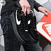 Чоловічі зимові кросівки Nike Air Force 1 black Взуття Найк Форс чорні з хутром замшеві теплі короткі, фото 3