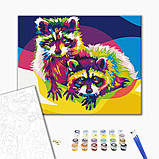 Картина за номерами Веселкові єноти в стилі поп арт Поп-арт картини в цифрах тварини Розмальовка 40х50 Brushme BS26202, фото 2