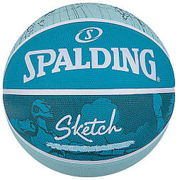 М'яч баскетбольний гумовий №7 Spalding Sketch Crack Ball бірюзовий (84380Z)