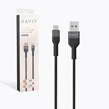 Кабель USB > microUSB Havit HV-CB621C 2.1A 1м black