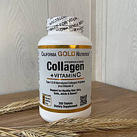 California Gold Nutrition, пептиды гидролизованного коллагена с витамином C, тип 1 и 3, 250 таблеток