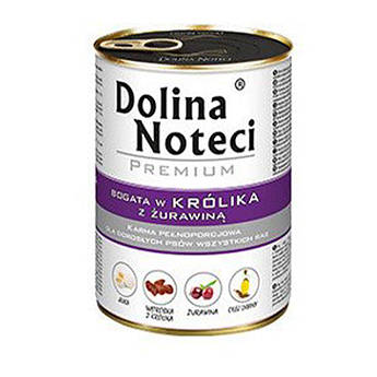 Вологий корм, консерва для собак з кроликом та журавлиною, Dolina Noteci 400 гр