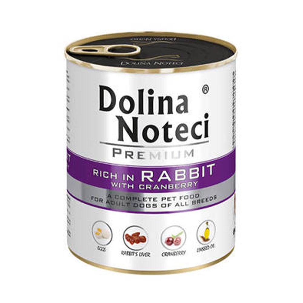 Вологий корм, консерва для собак з кроликом та журавлиною, Dolina Noteci 800 гр