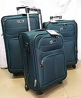 Комплект дорожных тканевых чемоданов из 3х шт на 4х колесах