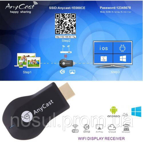 Google Dongle AnyCast HDMI Miracast adapter Dongle 1080 беспроводный адаптер WiFi DLNA AirPlay Multi Screen i - фото 3 - id-p281595257