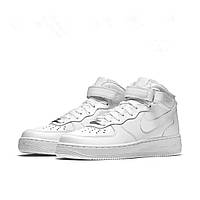 Кроссовки мужские Nike Air Force белые Найк Аир Форс кожаные. код SD-11346