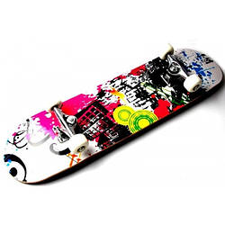 Скейт дитячий скейтборд дерев'яний "City" з малюнком арт.9755