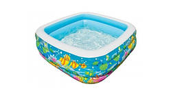 Басейн дитячий "Акваріум" квадратний 3 кільця,від 3 років,340л/424л,3,73кг160х160х50см/159х159х50см №57471(3)