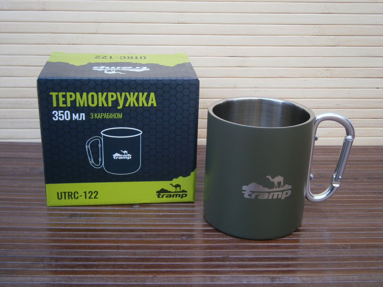 Термокружка TRAMP TRC-122 з карабіном 350 мл, олива