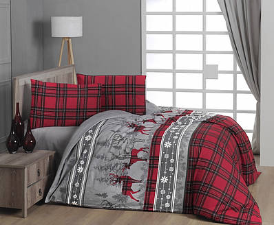 Фланелева постільна білизна First Choice Flannel Happiness Red Новий рік 200х220см