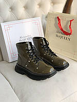 Ботинки женские осенние хаки Alexander McQueen Tread Slick Boots (04761) 37