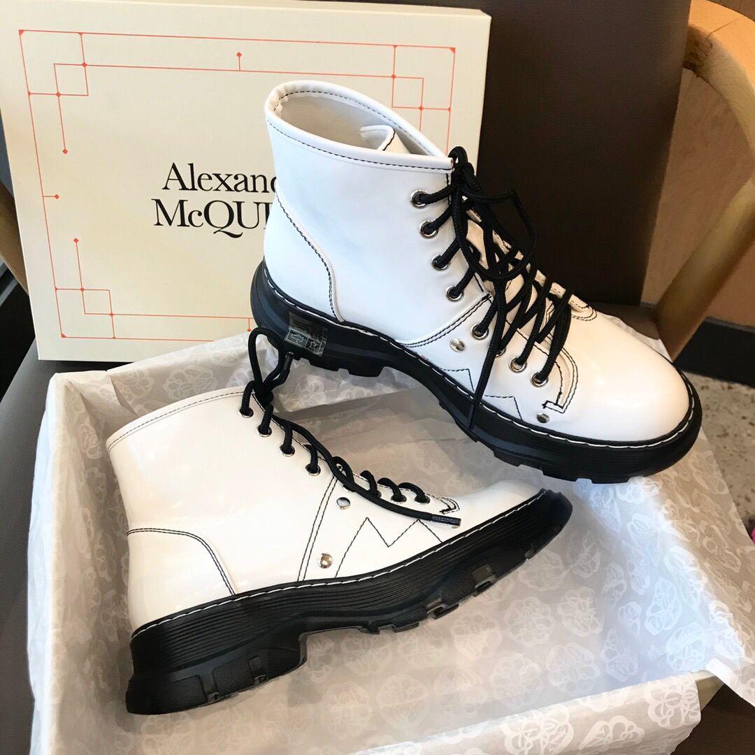 Черевики жіночі білі демісезонні Alexander McQueen Ankle Boots White/Black (04735)