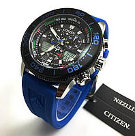 Японские дайверские часы 200 м Citizen Eco-Drive JR4068-01E(JR4061-18E). 2 таймера/будильника, мировое время