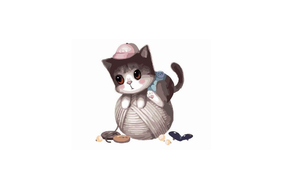 Картина по номерам. Brushme "Маленький котик із клубком" GX8400, 40х50 см