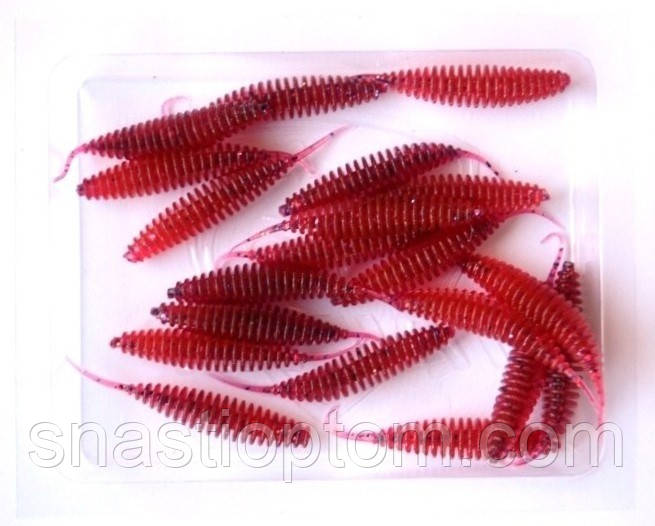 Силиконовая приманка для хищной рыбы Taipan Maggot, длина 1,7 дюйма, 20шт/уп, цвет №05 Redpearl - фото 3 - id-p1703873558