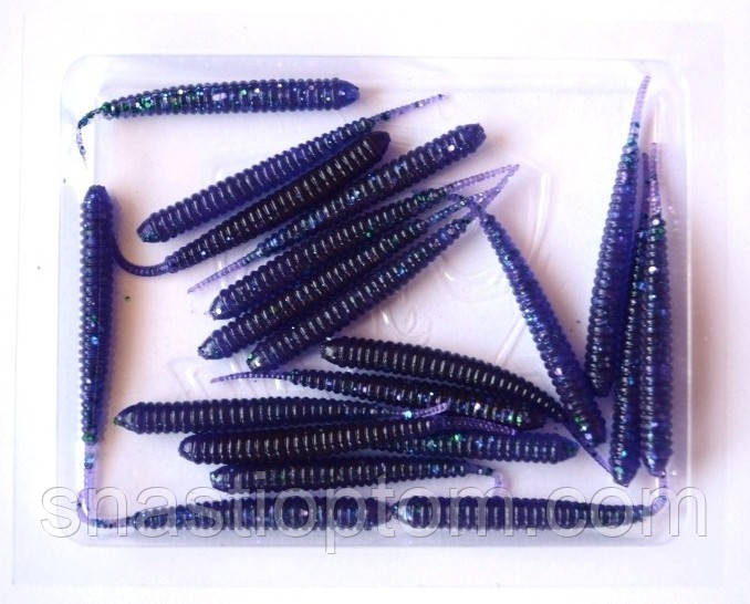 Силиконовая приманка для рыбы Taipan Pass-Worm, длина 2,0 дюйма, 20шт/уп, цвет №04 Violet - фото 3 - id-p1703873587