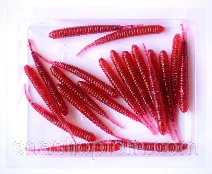 Силиконовая приманка для хищной рыбы Taipan Pass-Worm, длина 2,0 дюйма, 20шт/уп, цвет №05 Redpearl - фото 3 - id-p1703873588