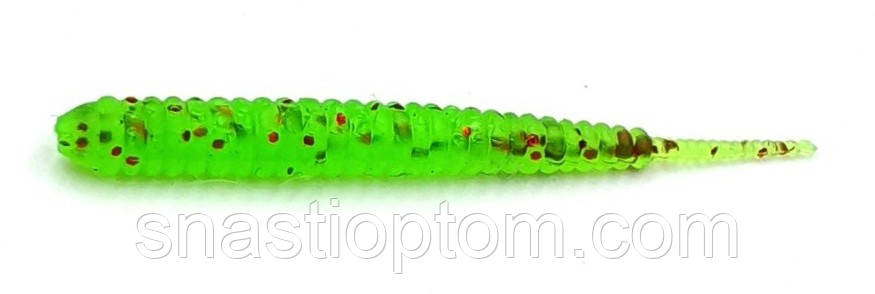 Силіконова приманка для риболовлі Taipan Pass-Worm, довжина 2,0 дюйми, 20шт/уп, колір №08 Green neon