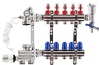 Коллектор для теплого пола в сборе нижнего подключения на 5 контуров без насоса KOER