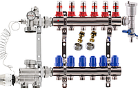 Коллектор для теплого пола в сборе нижнего подключения на 6 контуров без насоса KOER