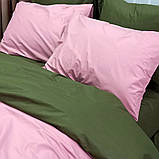 Постільна білизна ДУЕТ Пудра/Темний Хакі Ранфорс MERISET — Сімейний на гумці, фото 4