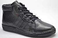 Мужские зимние кожаные ботинки черные Vitox 019459