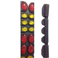 Катафот (16 шт.) на крайку дверей No3 овал + округ червоний/жовт.