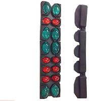 Катафот (16 шт.) на крайку двері No3 овал + округ червоний/зелений