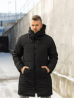 Куртка мужская зимняя до -20*C Stark черная Парка мужская удлиненная Пальто теплое