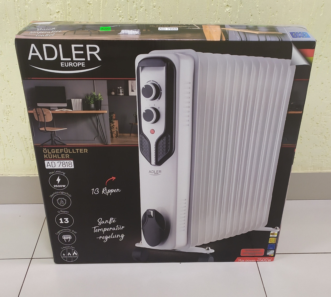 Новий європейський масляний радіатор 2500 Вт Adler AD7818 з Європи з гарантією