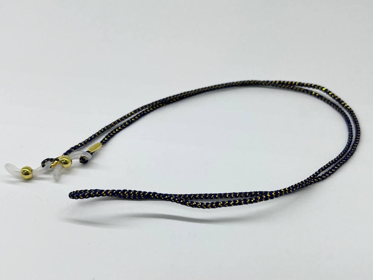 Шнурок держатель для очков плетеный на силиконовых петлях Синий - фото 2 - id-p1704018176