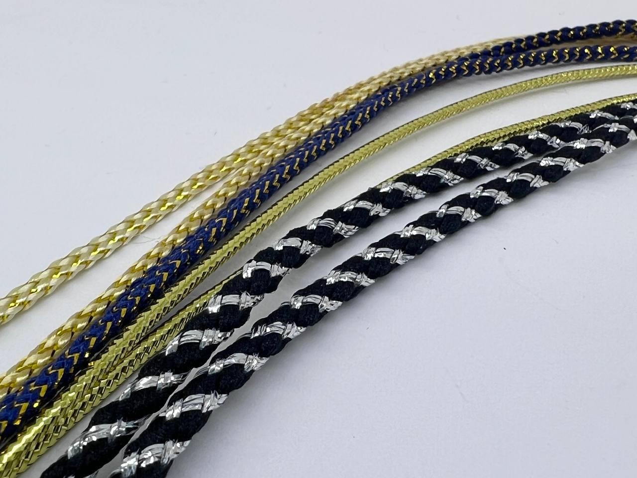 Шнурок держатель для очков плетеный на силиконовых петлях Золотистый люрекс - фото 4 - id-p1704018178