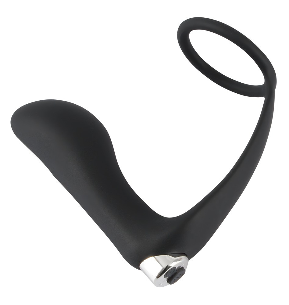 Масажер простати з ерекційним кільцем Black Velvets Vibrating Ring&Plug