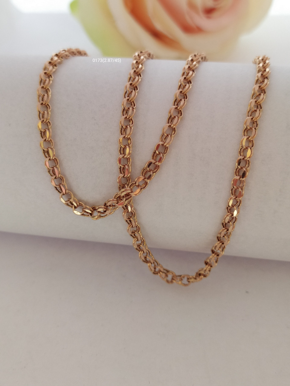 Золотий ланцюжок бісмарк, золотий ланцюг із червоного золота плетіння Бісмарк