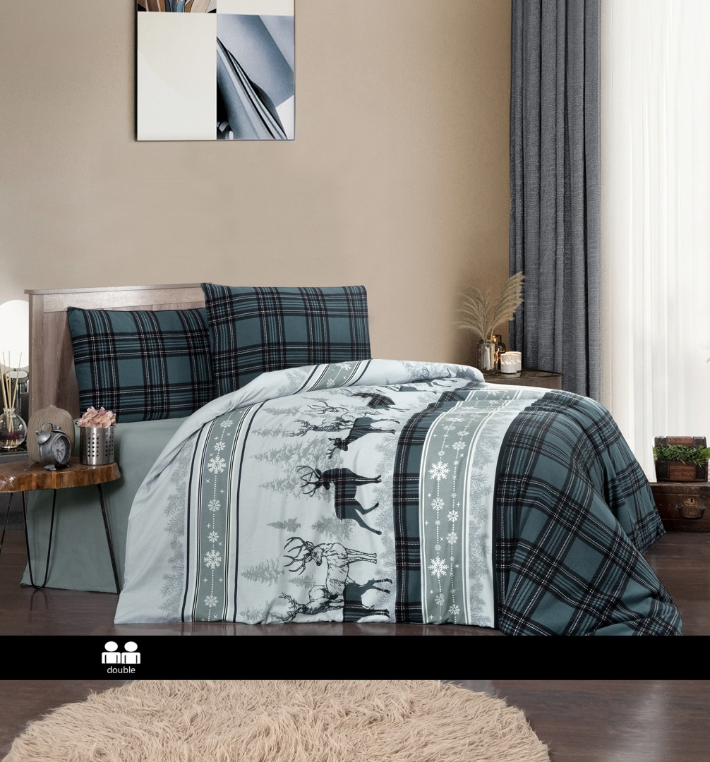 Фланелева Постільна білизна First Choice Flannel Happines Green