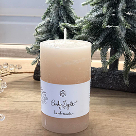 Свічка бежева для декору, парафінова 6*10 см