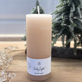 Бежева свічка з парафіну циліндрична 6*15 см горіння 45 годин
