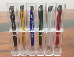 Прозорий подарунковий футляр, тубус для ручок та олівців з фіксатором, одинарний. Розмір 15,5*2,5*2,5 см