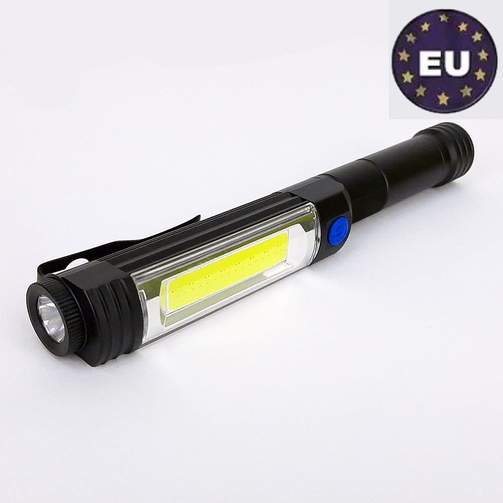 Світлодіодний LED ліхтарик ручний на батарейках 3хAA 6w + COB, IP44 з магнітним утримувачем Sneha (997834)