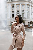 Платье пиджак с бахромой из страз, прямого фасона с рукавом 3/4 (р. 42, 44) 66032050Q S, Бежевый