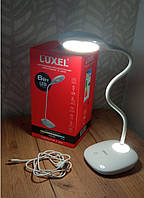 Настільна лампа Luxel TL-04W 6Вт акумуляторна світлодіодна з USB, нічник білий