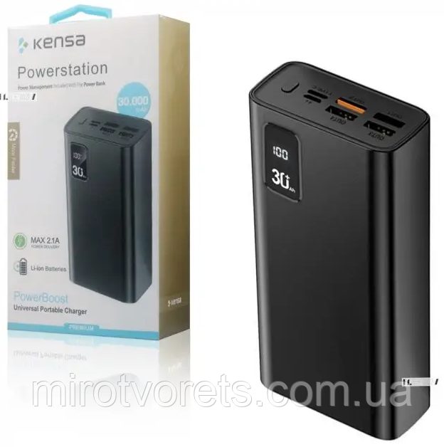 Внешний аккумулятор Kensa KP-54 30000 mAh быстрой зарядкой, 4 USB Power bank смартфона планшета, - фото 3 - id-p1704109578