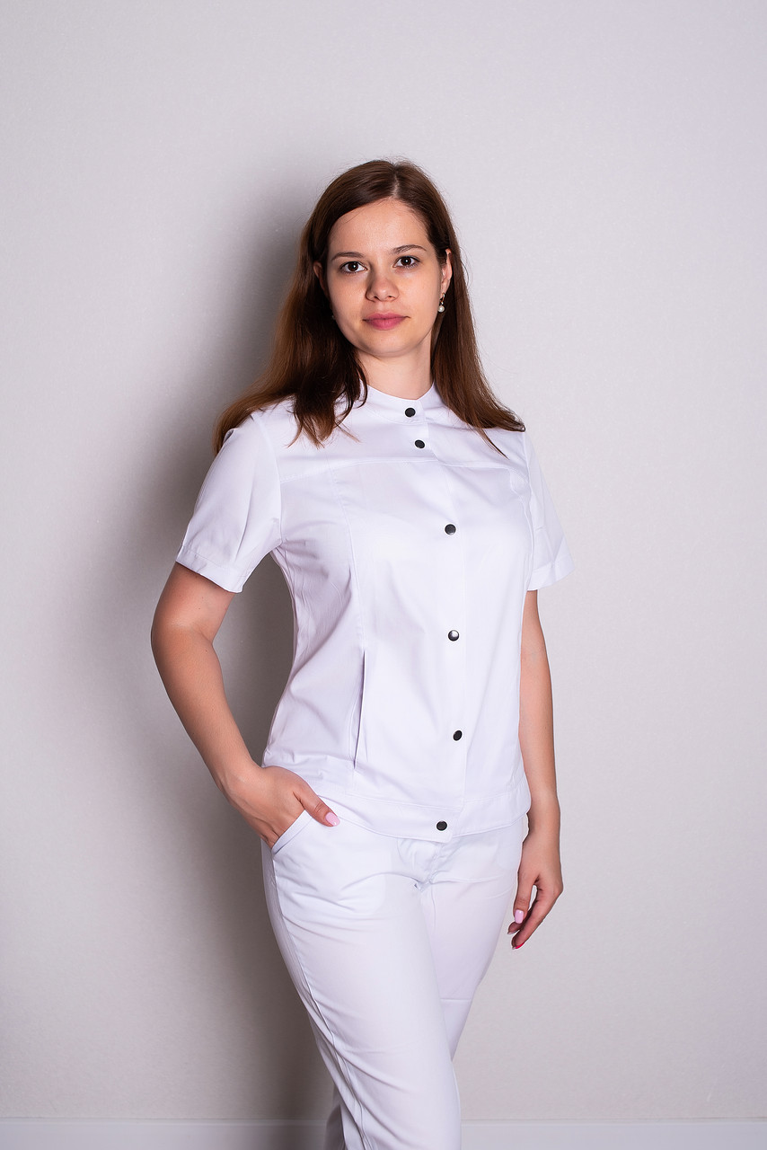 Костюм медичний жіночий Черрі (коттон, білий, р.42-50) Марія