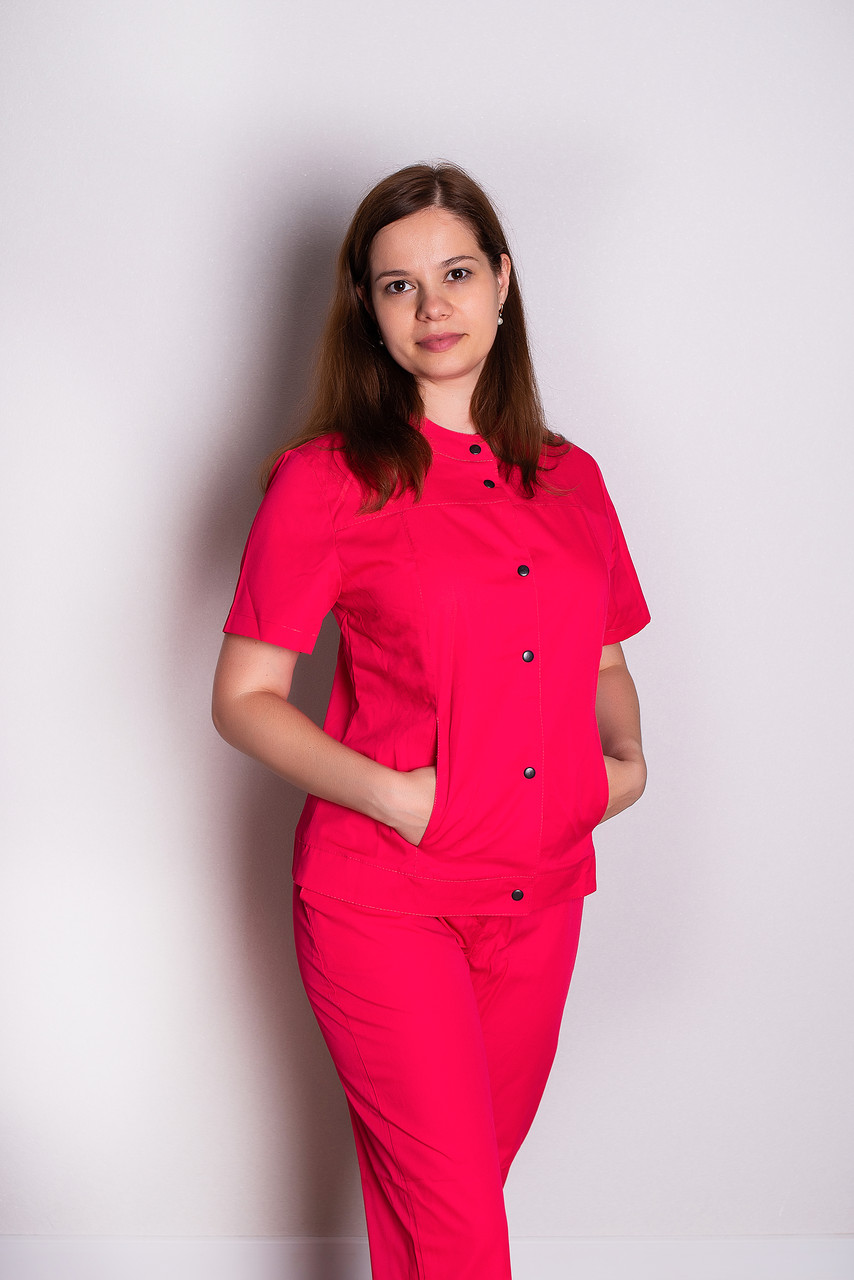 Костюм медичний жіночий Черрі (коттон, корал, р.42-50) Марія