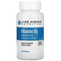 Витамины и минералы Lake Avenue Nutrition Vitamin D3 125 mcg 5000 IU (360 капсул.)