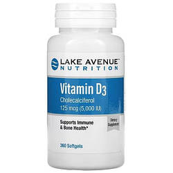 Вітаміни і мінерали Lake Avenue Nutrition Vitamin D3 125 mcg 5000 IU (360 капсул.)
